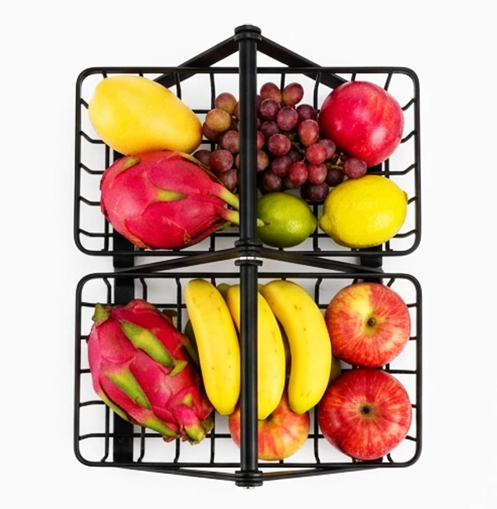 Prateleira de arrumação doméstica de 2 andares – Organizador multifuncional de frutas e vegetais - AYD314-4
