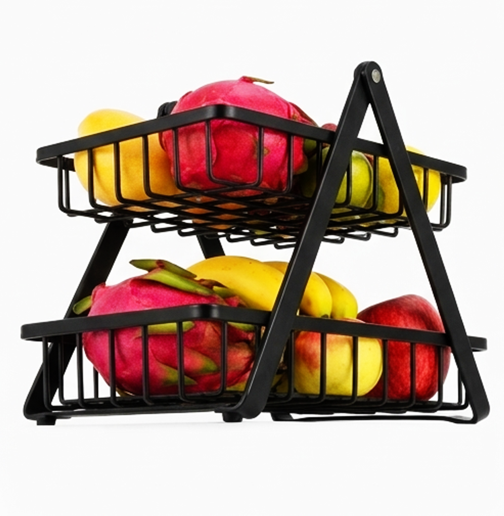 Prateleira de arrumação doméstica de 2 andares – Organizador multifuncional de frutas e vegetais - AYD314-4