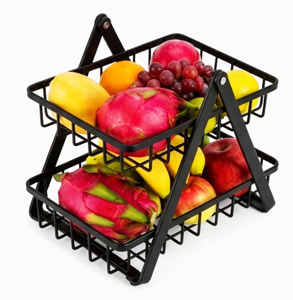Prateleira de arrumação doméstica de 2 andares – Organizador multifuncional de frutas e vegetais - AYD314-4