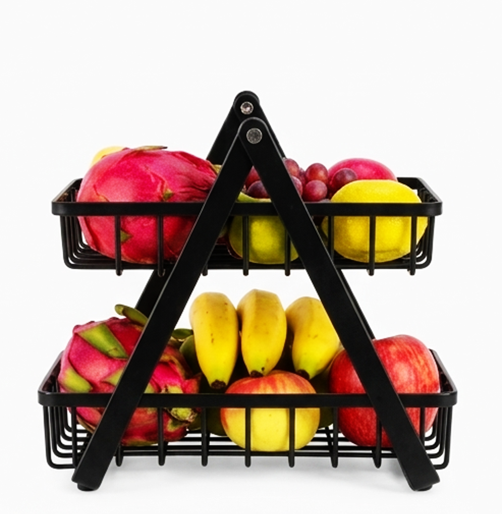 Prateleira de arrumação doméstica de 2 andares – Organizador multifuncional de frutas e vegetais - AYD314-4