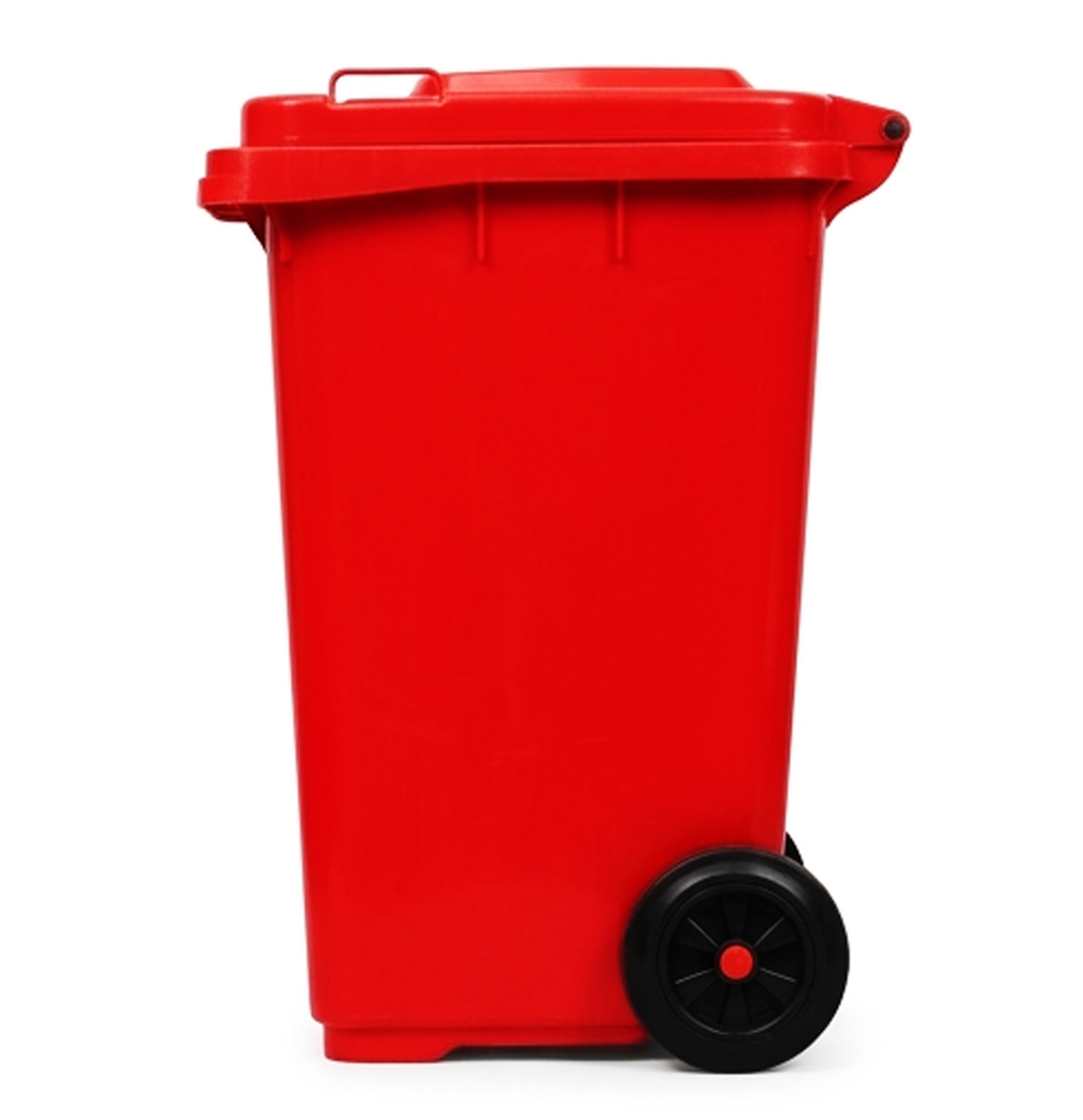 Contentor do Lixo com Rodas Reforçado de 100L – Contendedor de Lixo Exterior de Grande Capacidade (Vermelho)-AYD267-4