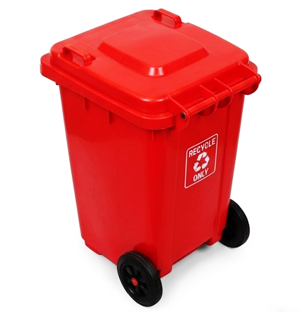 Contentor do Lixo com Rodas Reforçado de 100L – Contendedor de Lixo Exterior de Grande Capacidade (Vermelho)-AYD267-4