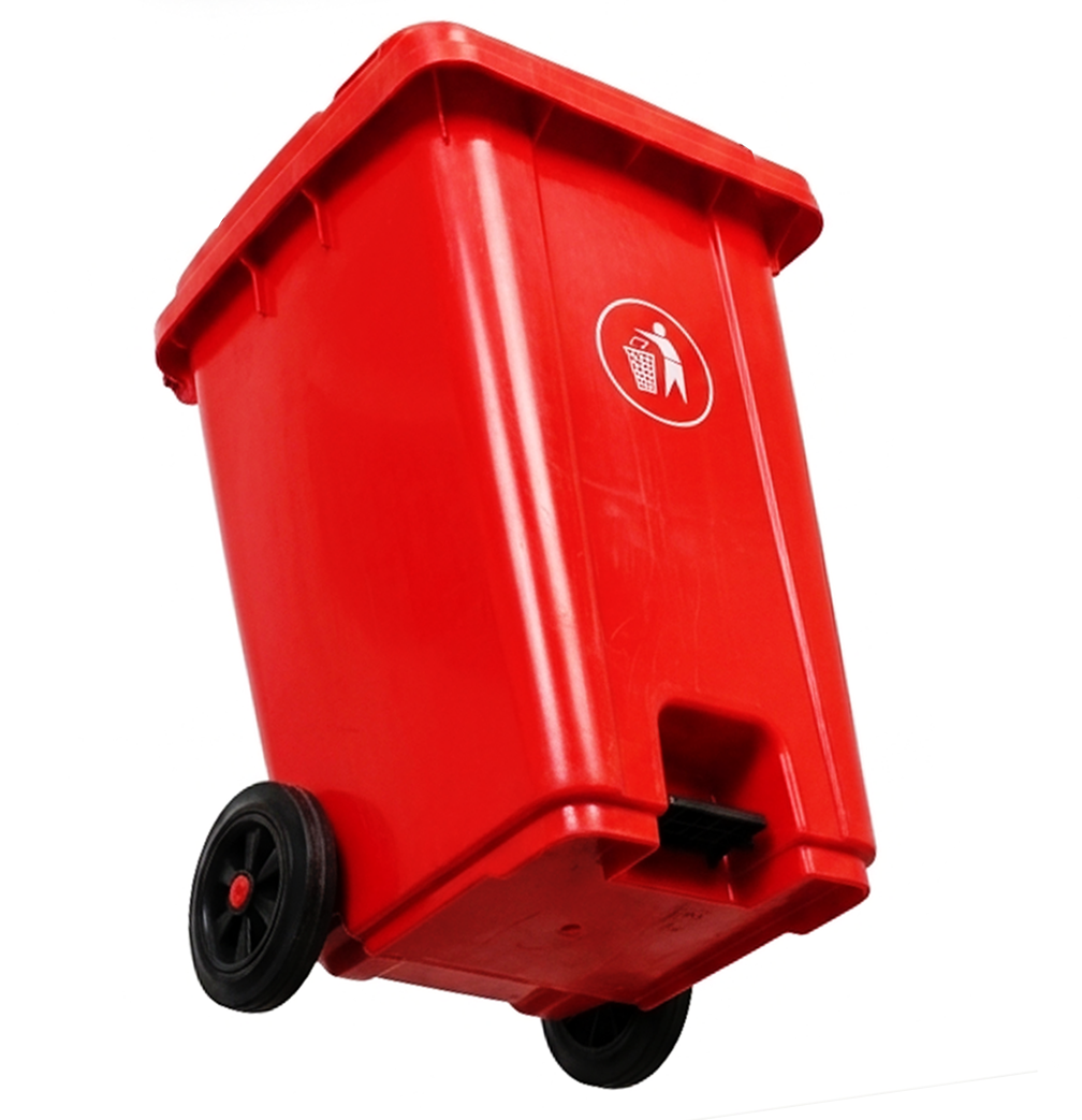 Contentor do Lixo com Rodas Reforçado de 100L – Contendedor de Lixo Exterior de Grande Capacidade (Vermelho)-AYD267-4