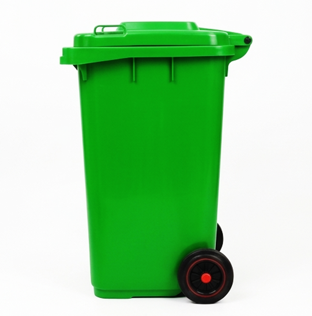Contentor de Lixo para Exterior com Rodas e Tampa de 240L – Contentor de Resíduos de Grande Capacidade-AYD267-1