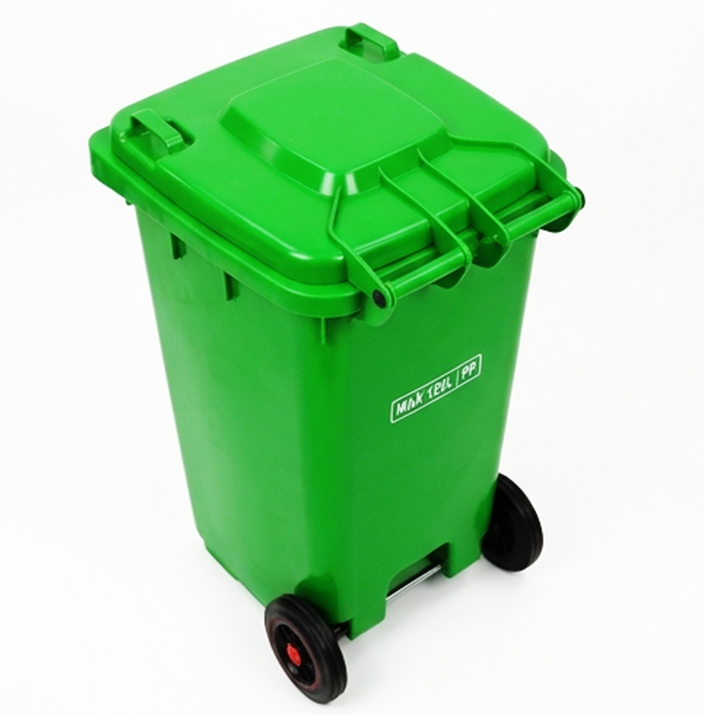 Contentor de Lixo para Exterior com Rodas e Tampa de 240L – Contentor de Resíduos de Grande Capacidade-AYD267-1