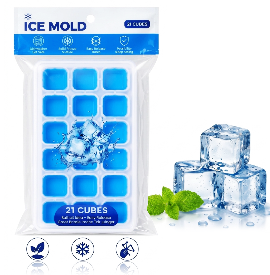 Bandeja de Gelo Premium com Tampa – Molde de Gelo de Fácil Libertação-AYD256-215