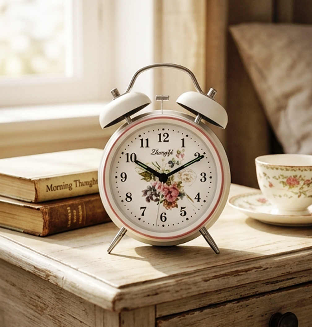 Despertador Vintage Floral com Campainha Dupla-AYD248-18