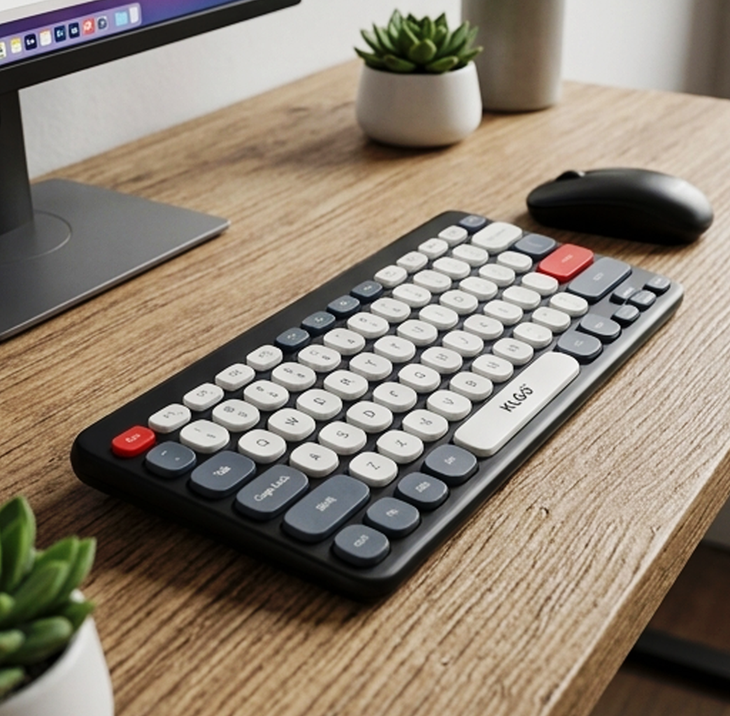Conjunto de Teclado e Rato Sem Fios KLGO – Conjunto Compacto Estilo Retro 2.4GHz com Recetor USB (AYC336-2)