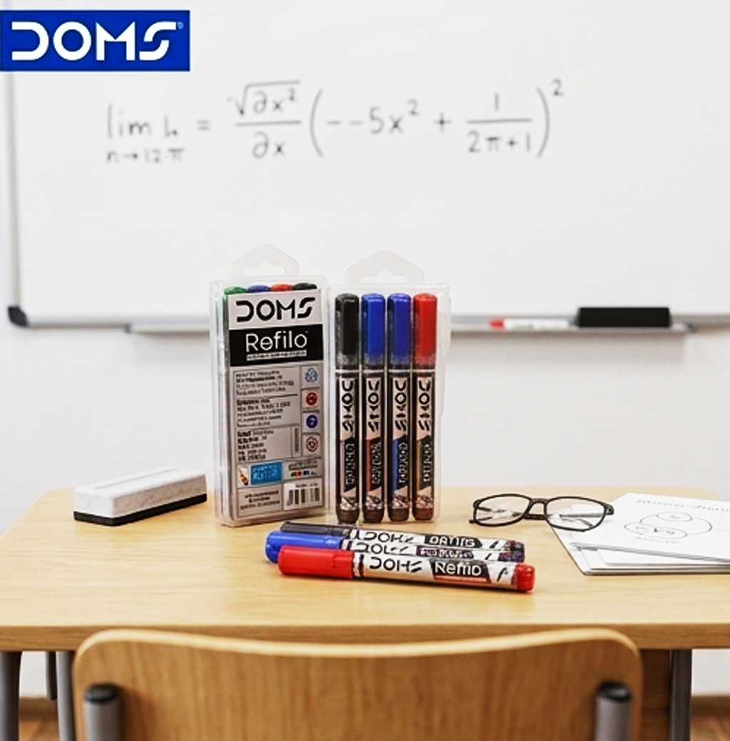Marcador Permanente Doms 7765 Refilo, Pacote de 4, Multicolorido