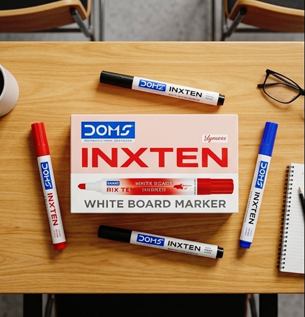 DOMS INXTEN Marcador para Quadro Branco Ponta Redonda Vermelho Pacote de 10