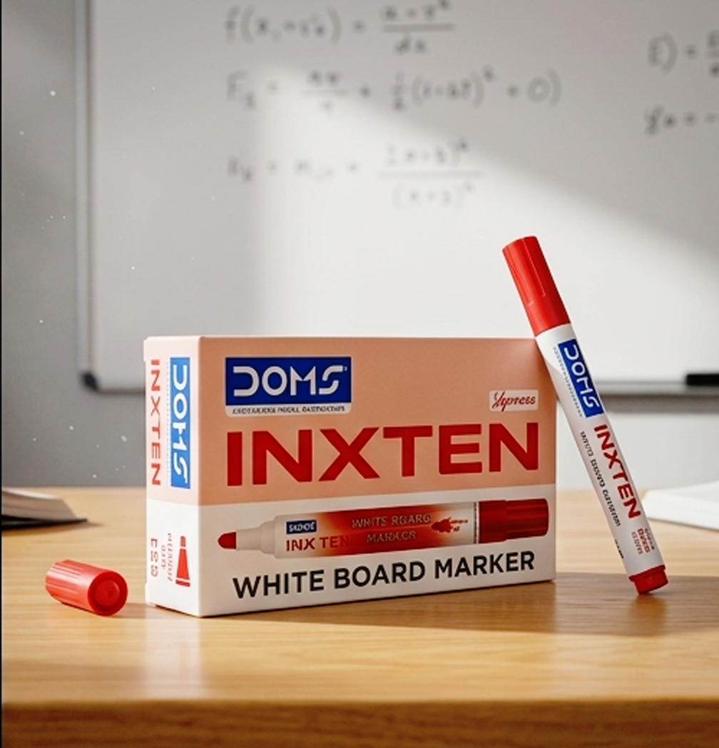 DOMS INXTEN Marcador para Quadro Branco Ponta Redonda Vermelho Pacote de 10
