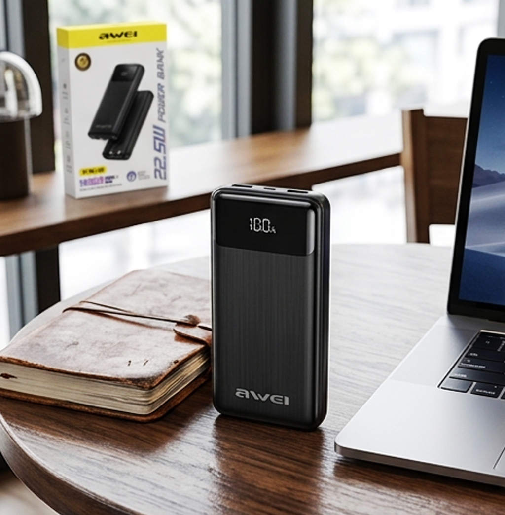 Awei PA-28 Power Bank 10000mAh com Cabos Integrados e Carregamento Rápido (IT0138)
