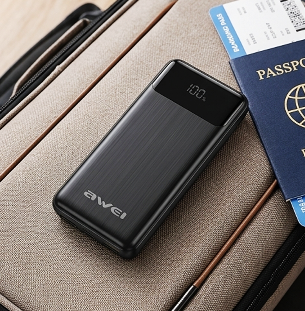 Awei PA-28 Power Bank 10000mAh com Cabos Integrados e Carregamento Rápido (IT0138)