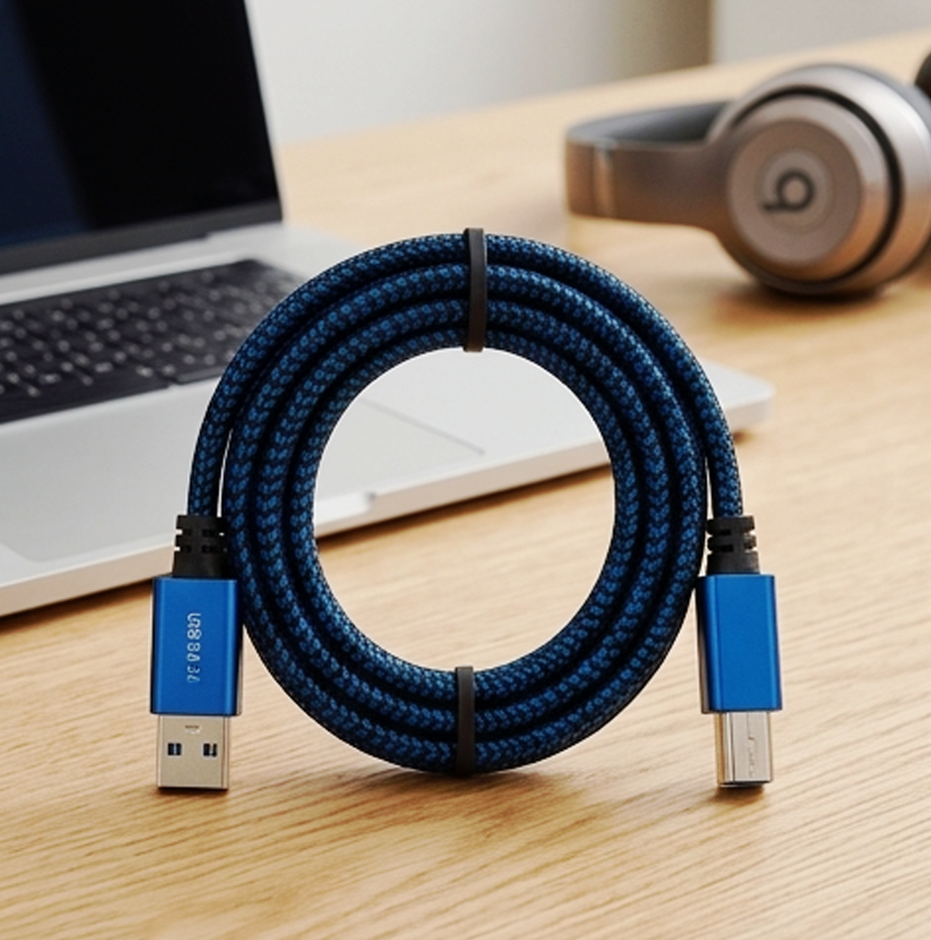 Cabo USB 3.0 AM para BM Trançado de Alta Velocidade – Cabo de Transferência de Dados Reforçado de 3M (IT0051)