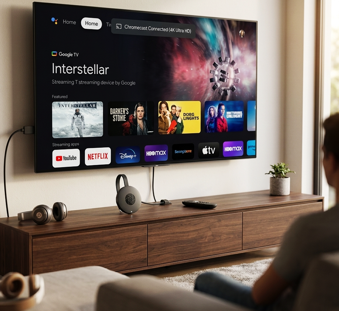 Dispositivo de Transmissão 4K Smart Chromecast – Adaptador de Mídia de TV HDMI Sem Fio (IT0153)