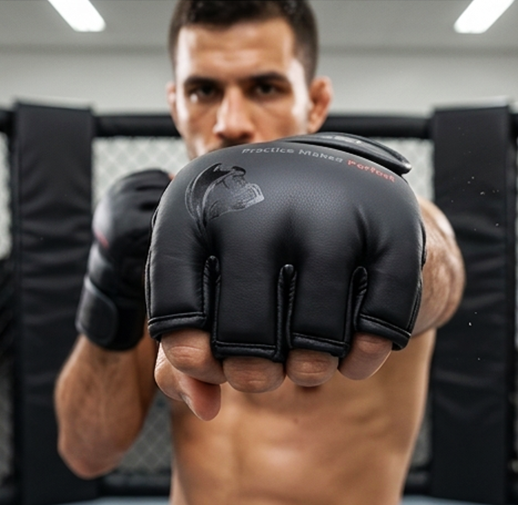 Luvas de MMA ZHENGT Pretas – Luvas de Treino Profissionais com Dedos Abertos (AYD277-53)