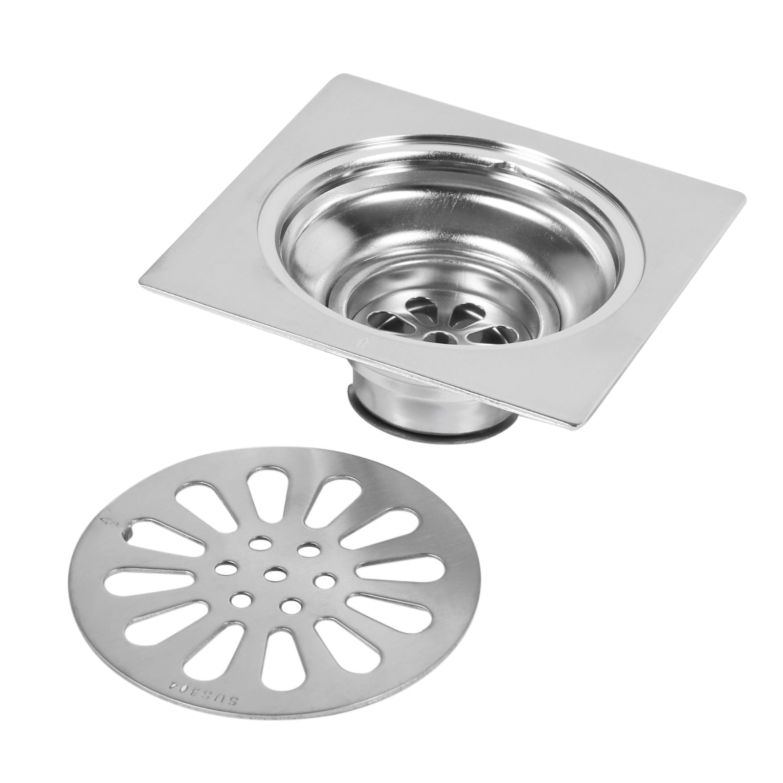 Super homeMX Square Stainless Steel Floor Drain 4-Inch