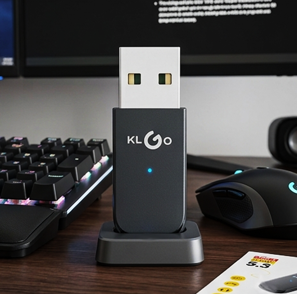 Recetor USB sem fios KLGO HB-9 – Adaptador Bluetooth 5.3 para PC, portátil e dispositivos (IT0129)