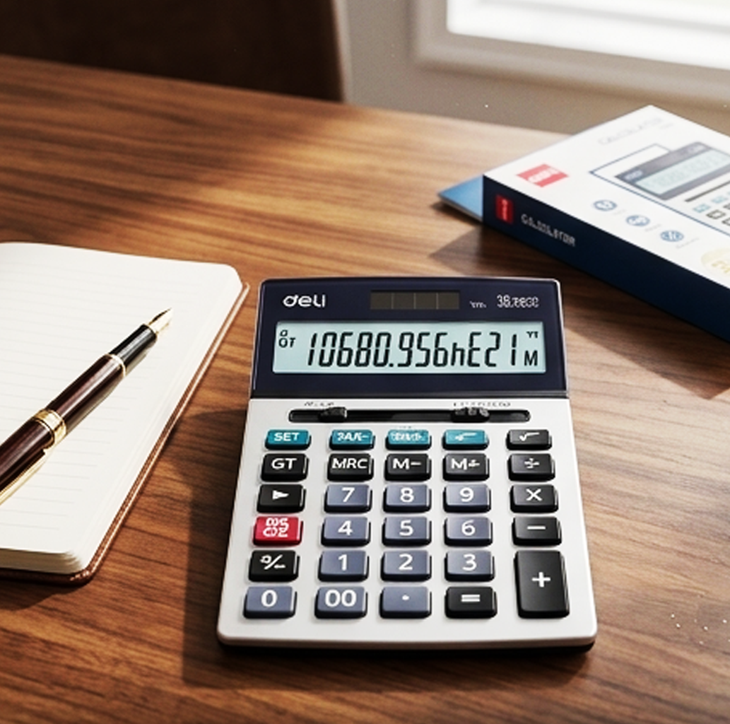 Calculadora de Mesa Deli 1250 – 12 Dígitos, Alimentação Dupla (AYC21-42)