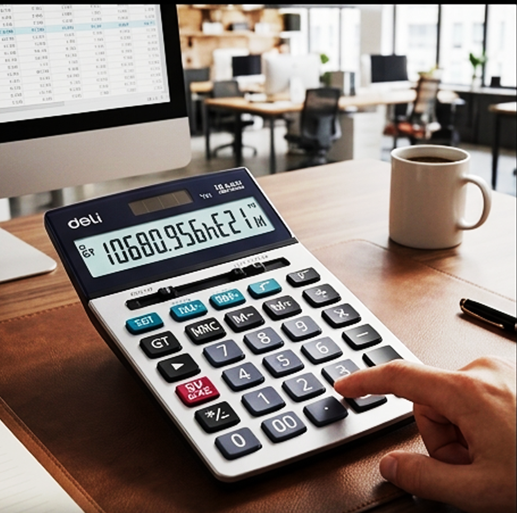 Calculadora de Mesa Deli 1250 – 12 Dígitos, Alimentação Dupla (AYC21-42)