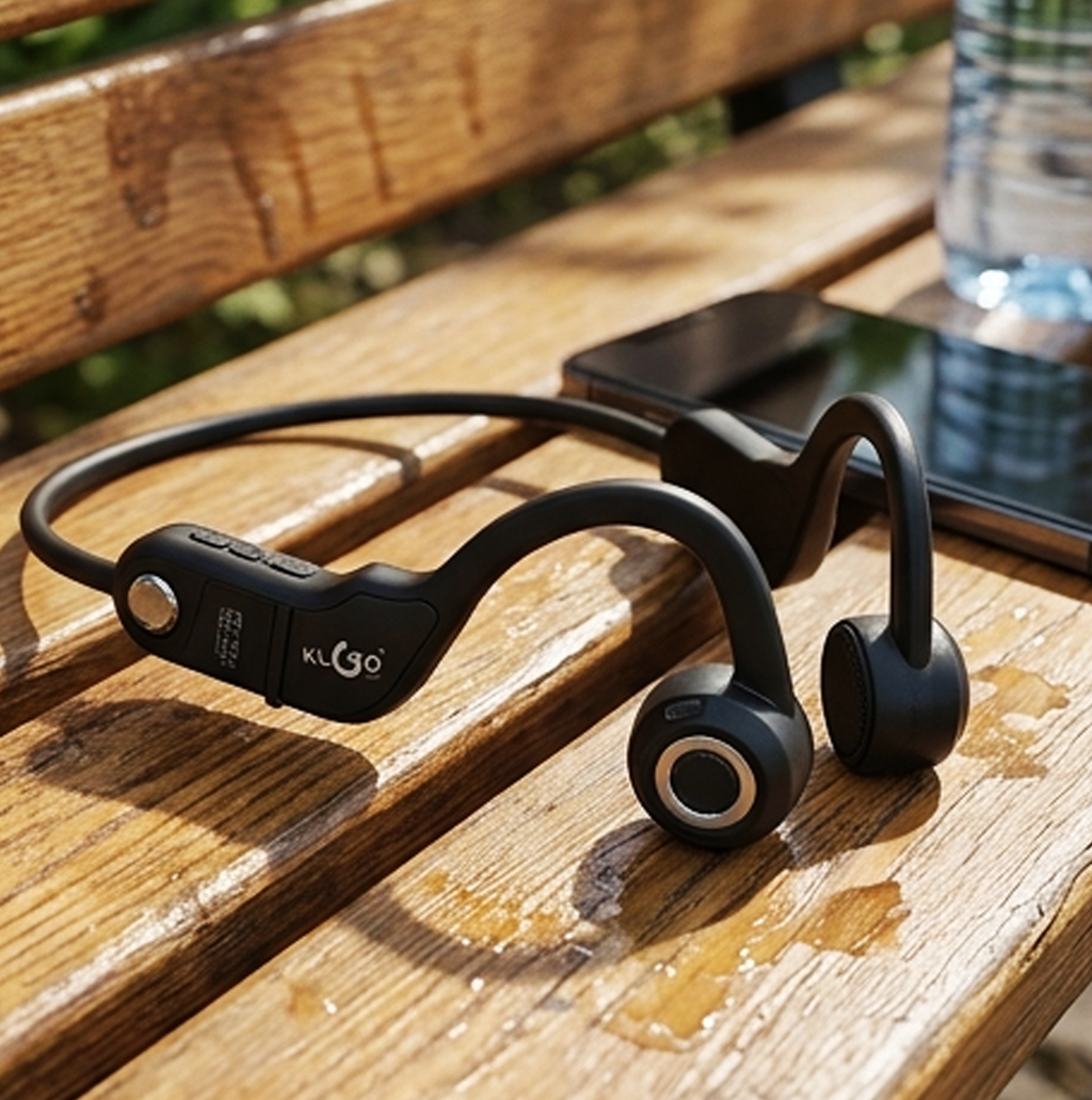 Auscultadores Desportivos KLGO HK-86BL Condução Aérea Bluetooth 5.3 – Design de Orelha Aberta Sem Fios (IT0133)