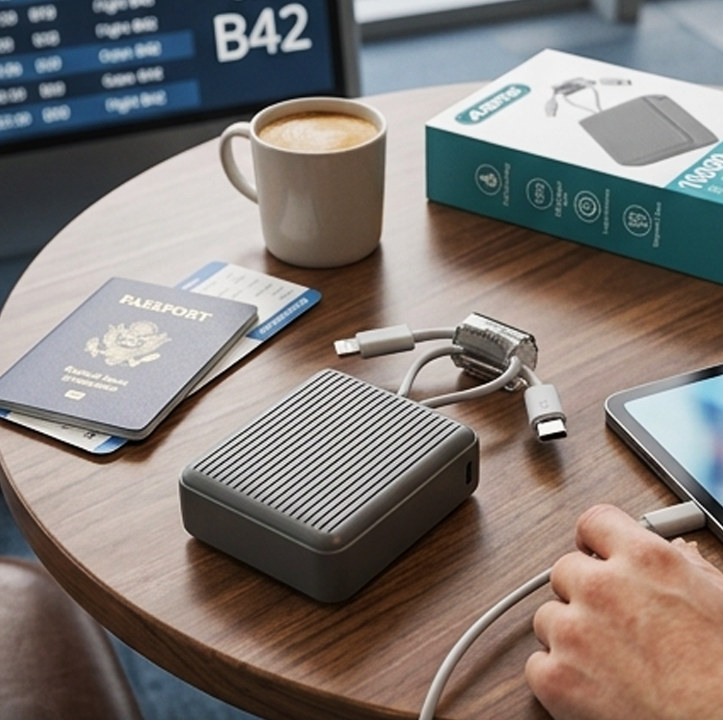 AEMAI PD62 Power Bank de Carregamento Rápido de 10000mAh com Cabos Duplos Integrados (AYC338-6)