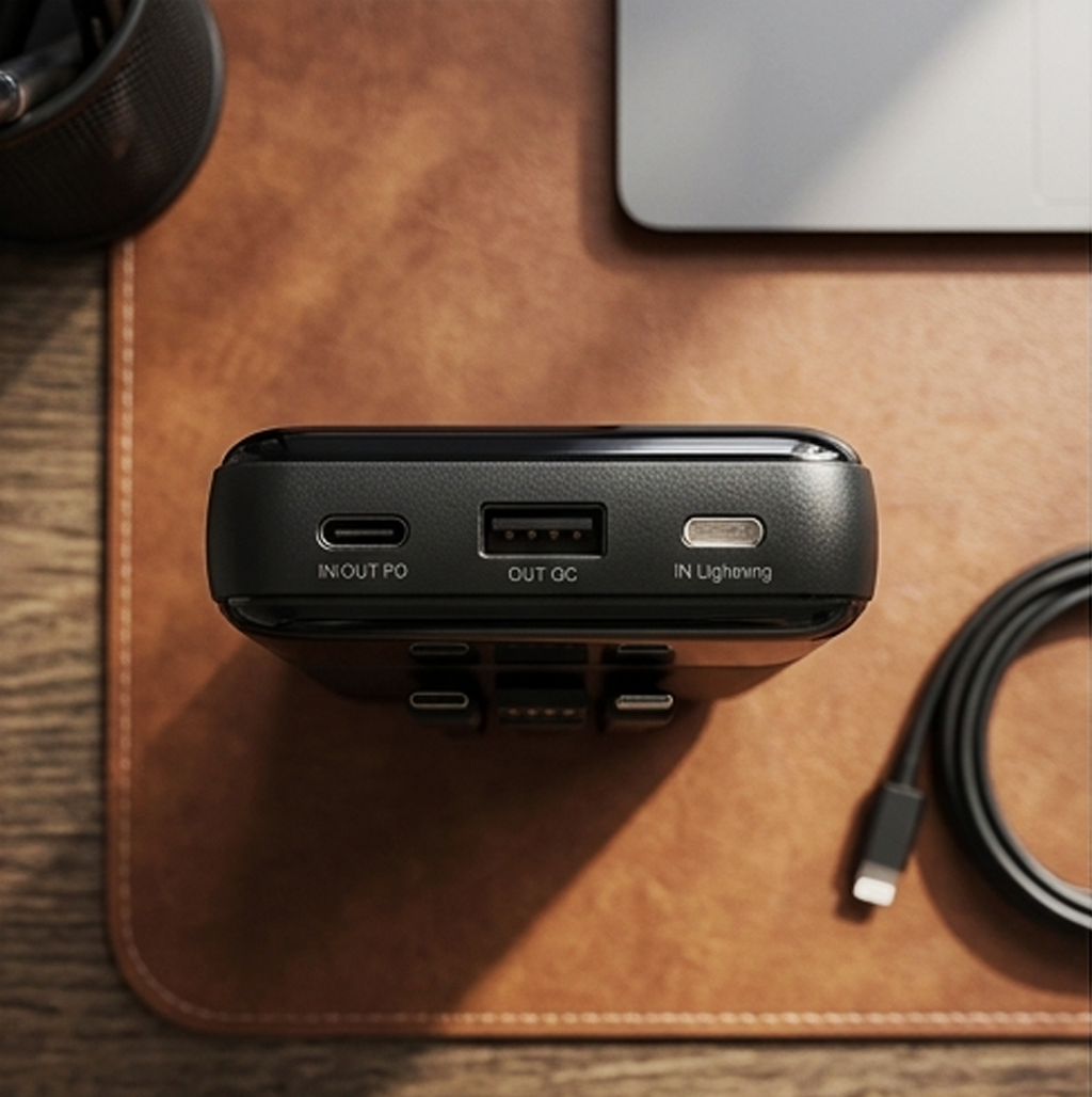 Power Bank de Carregamento Rápido YOURZ 15000mAh – Saída de 30W com Cabos Integrados e Ecrã LED (AYD253-54)