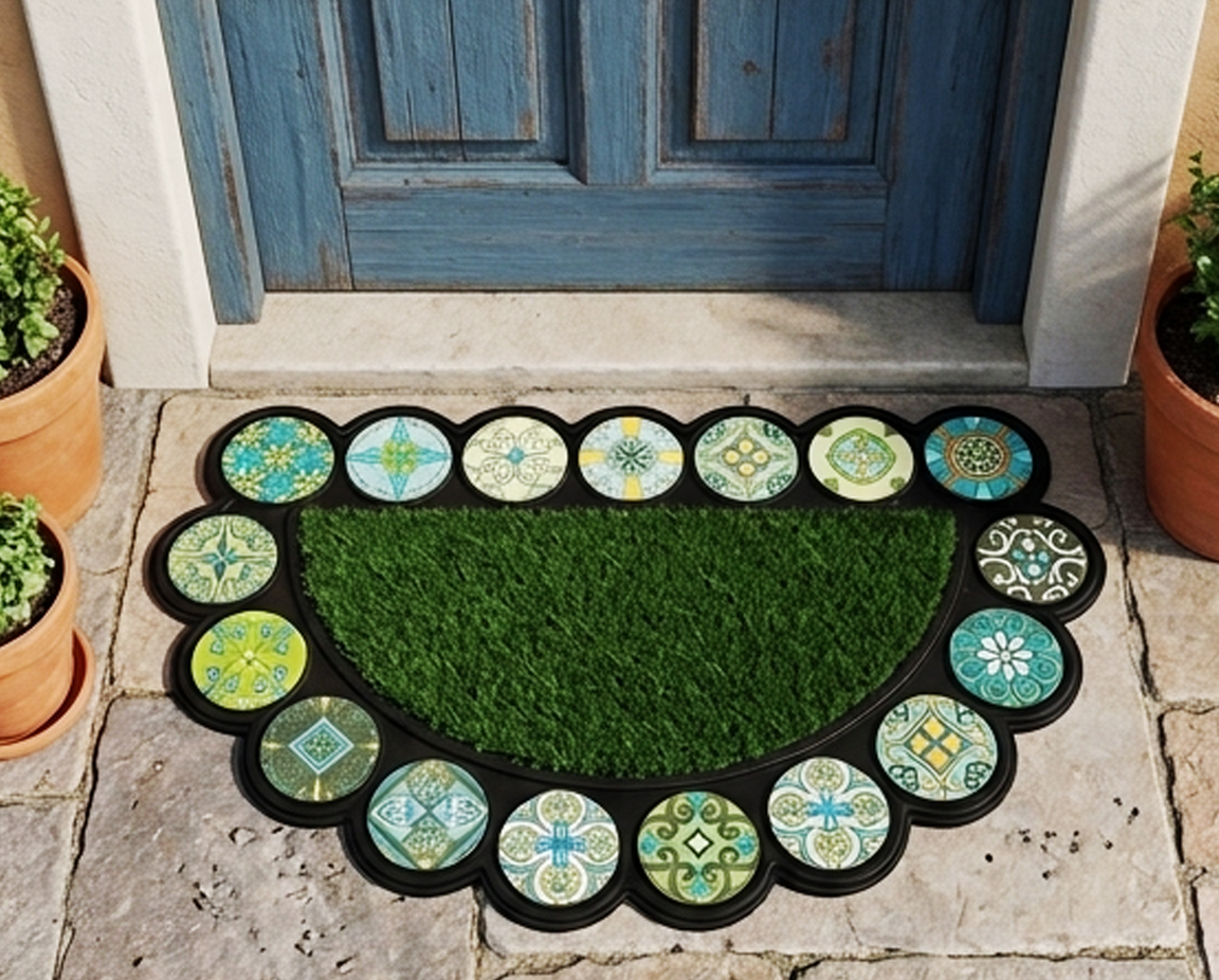 Capacho Decorativo em Meia-Lua – Tapete Antiderrapante para Exterior e Interior-AYD308-20