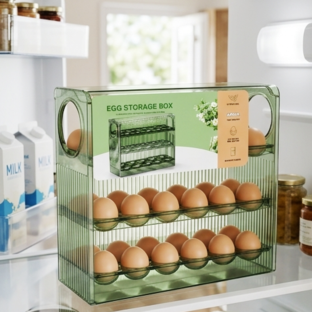 Organizador de Ovos de Grande Capacidade – Caixa para Ovos para Frigorífico
