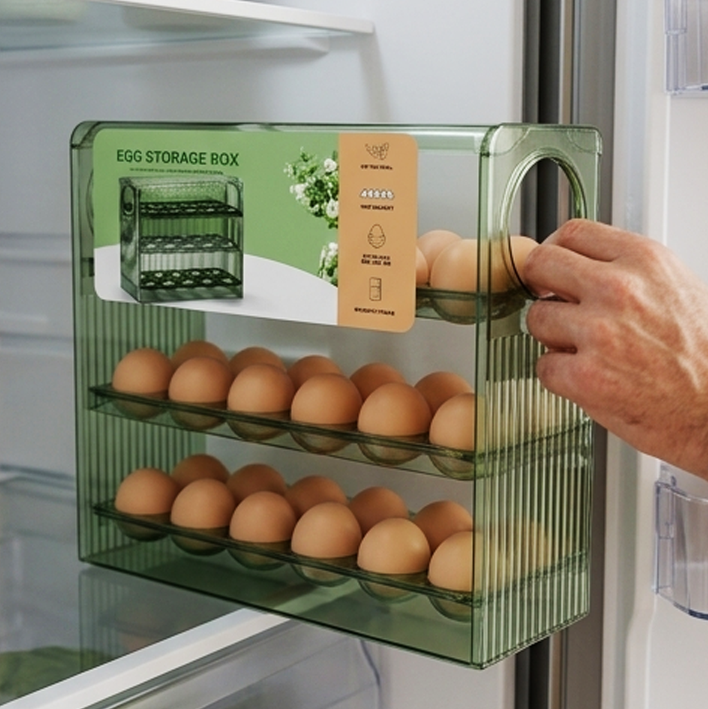 Organizador de Ovos de Grande Capacidade – Caixa para Ovos para Frigorífico
