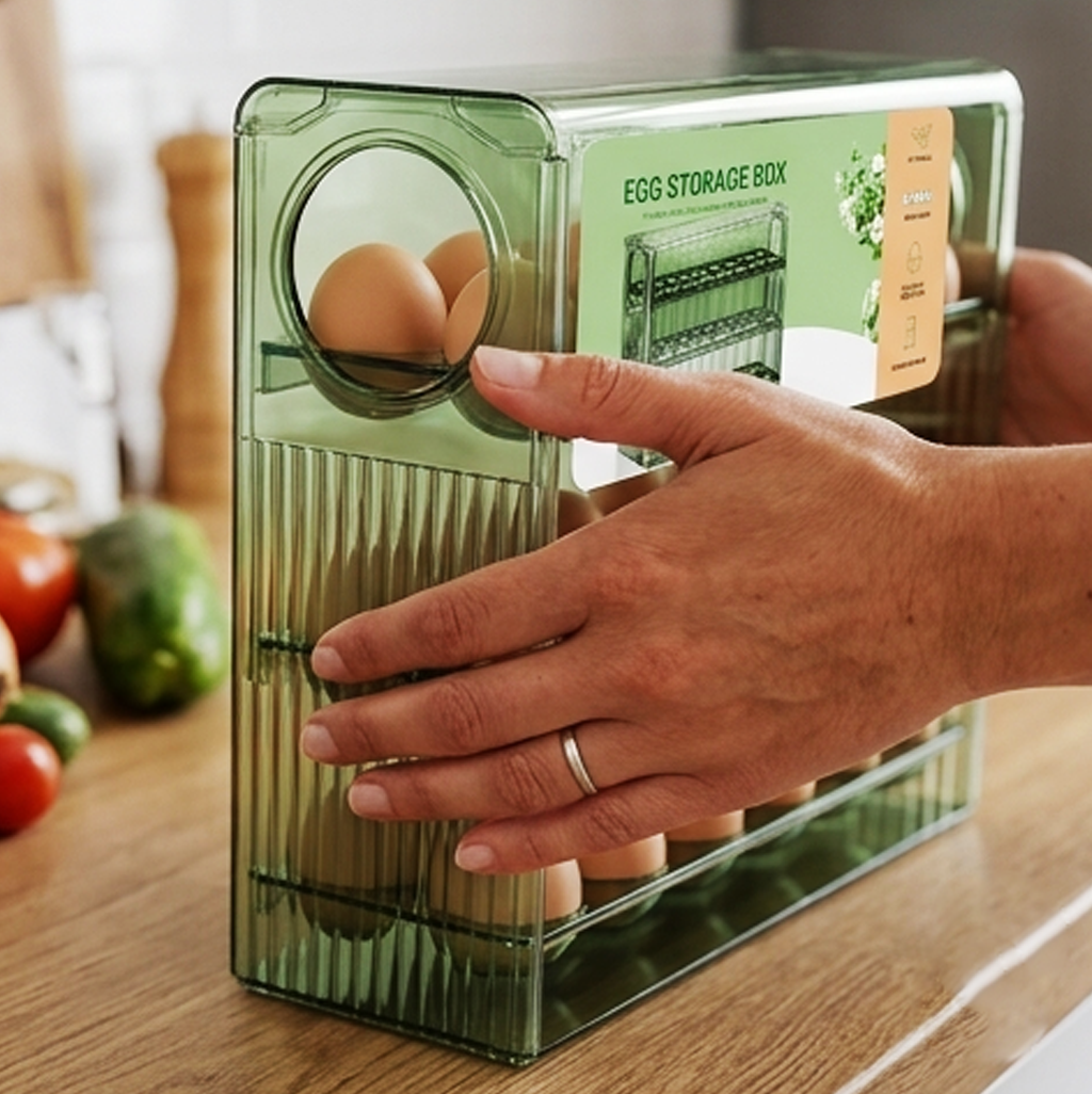 Organizador de Ovos de Grande Capacidade – Caixa para Ovos para Frigorífico