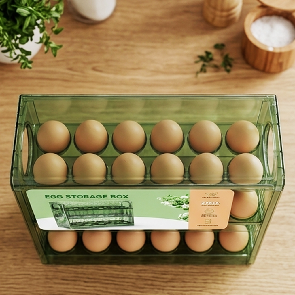 Organizador de Ovos de Grande Capacidade – Caixa para Ovos para Frigorífico