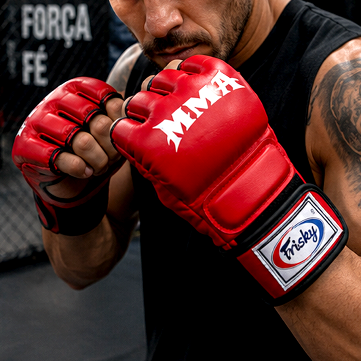 Luvas de Treino MMA Vermelhas – Luvas de Grappling e Sparring com Dedos Abertos (AYD275-9)