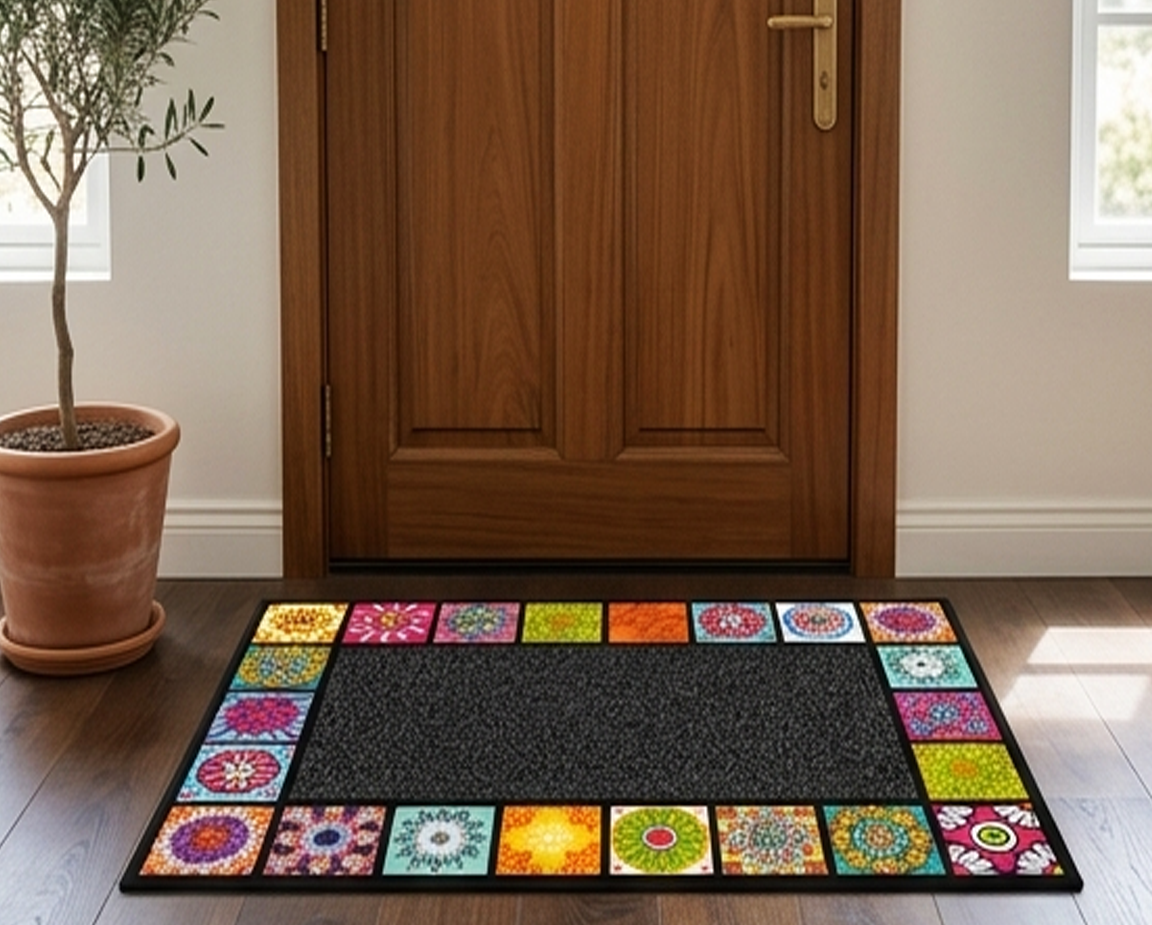Capacho Decorativo Floral para Entrada – Tapete de Boas-Vindas Antiderrapante para Interior e Exterior - AYD308-25