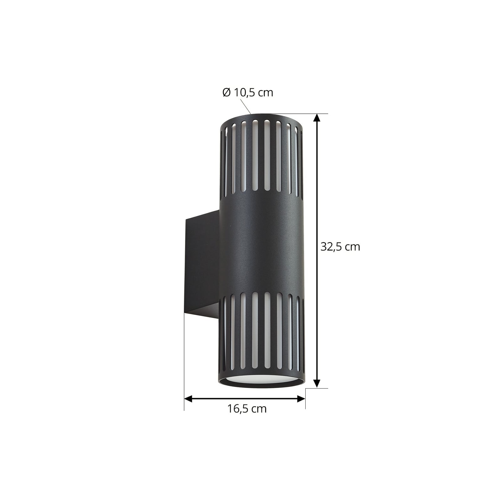 Lindby Lurinda 2-Light Outdoor Wall Lamp Black 10cm