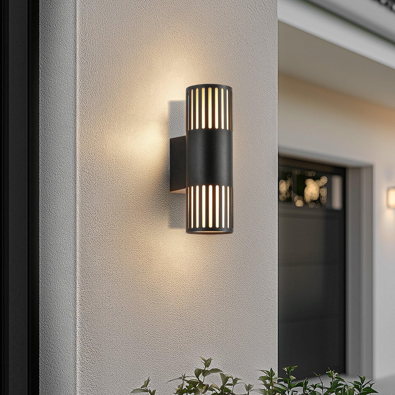 Lindby Lurinda 2-Light Outdoor Wall Lamp Black 10cm