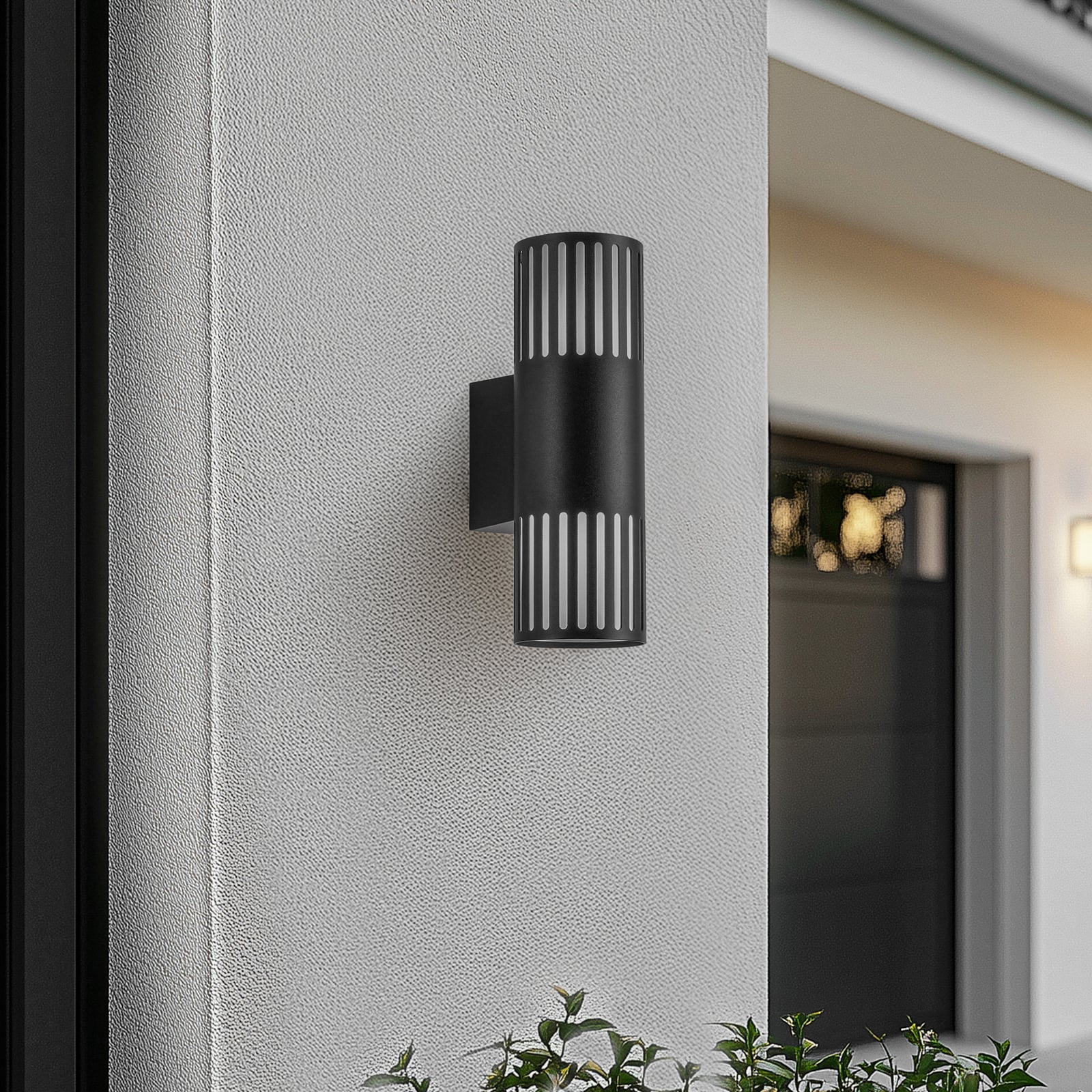 Lindby Lurinda 2-Light Outdoor Wall Lamp Black 10cm