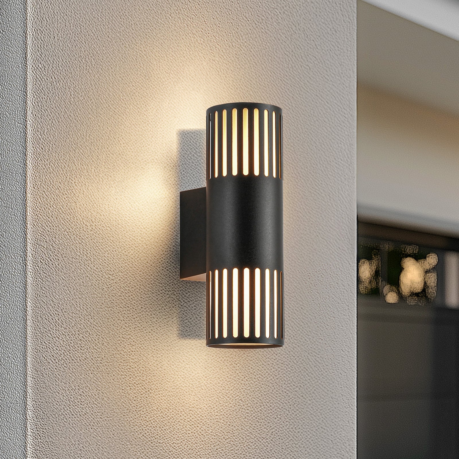 Lindby Lurinda 2-Light Outdoor Wall Lamp Black 10cm