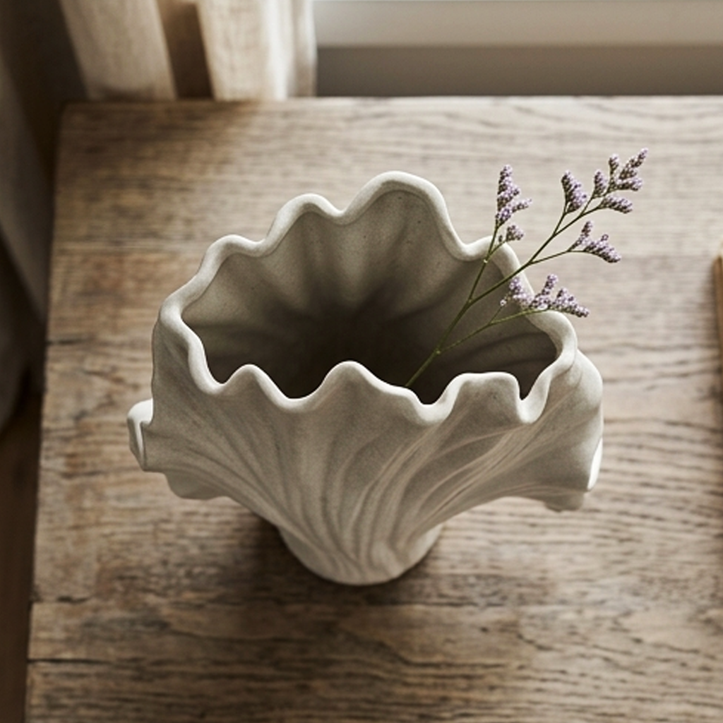 Vaso de Cerâmica de Luxo Inspirado em Concha-AYD312-25