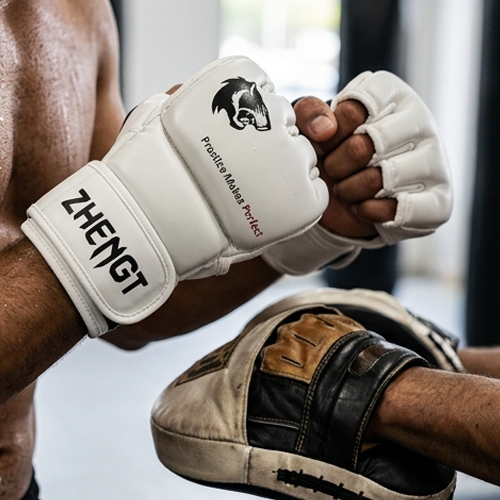 ZHENGT Luvas Brancas de MMA – Luvas de Treino e Combate com Dedos Abertos (AYD277-54)