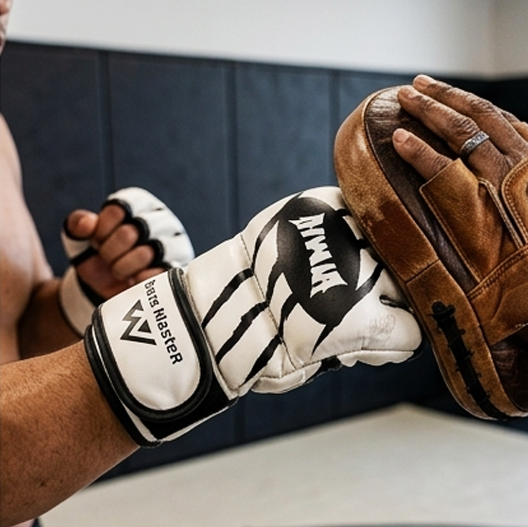 Luvas de MMA Brancas e Pretas – Luvas Profissionais de Treino e Combate (AYD277-8)