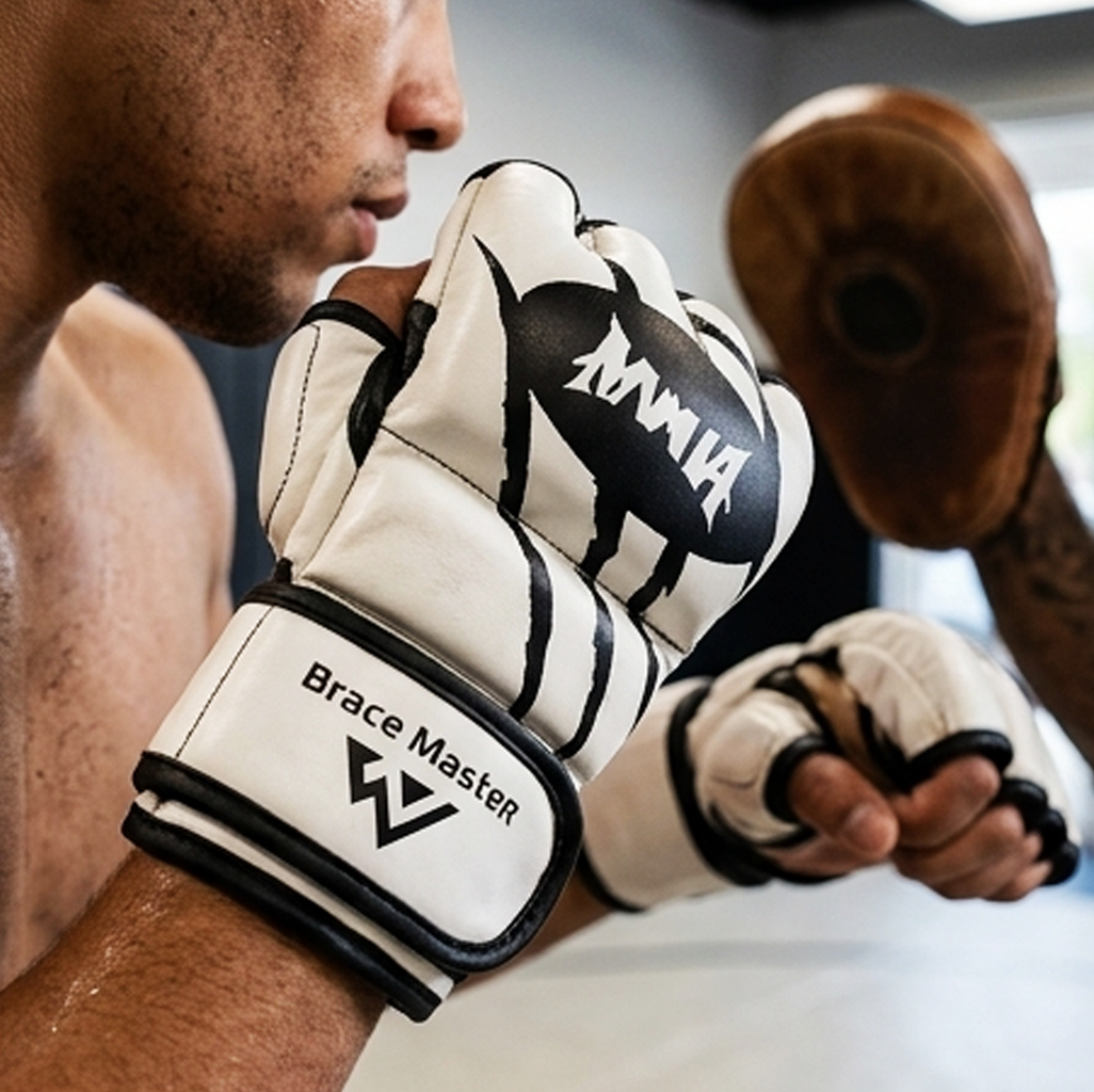 Luvas de MMA Brancas e Pretas – Luvas Profissionais de Treino e Combate (AYD277-8)