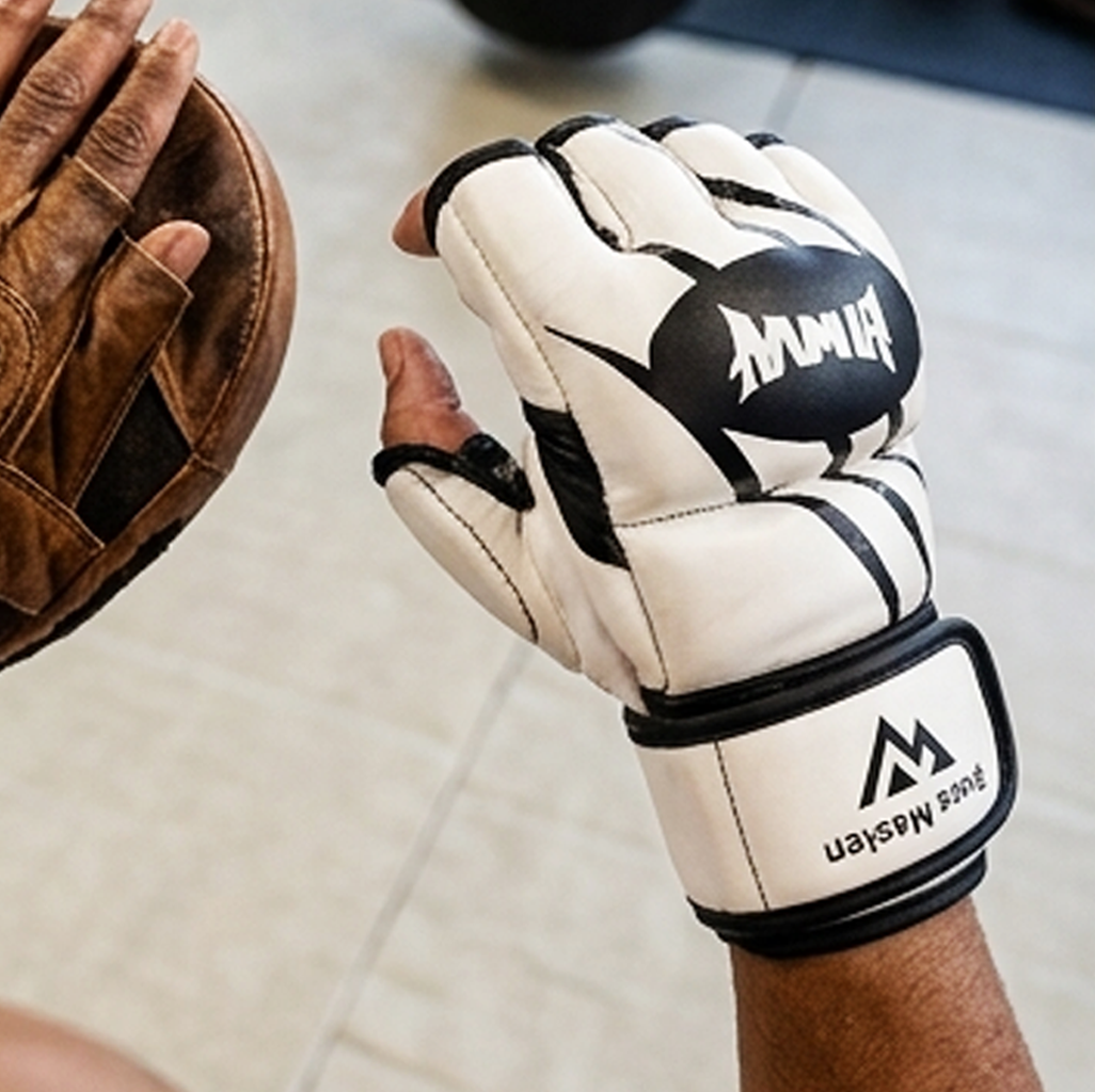 Luvas de MMA Brancas e Pretas – Luvas Profissionais de Treino e Combate (AYD277-8)