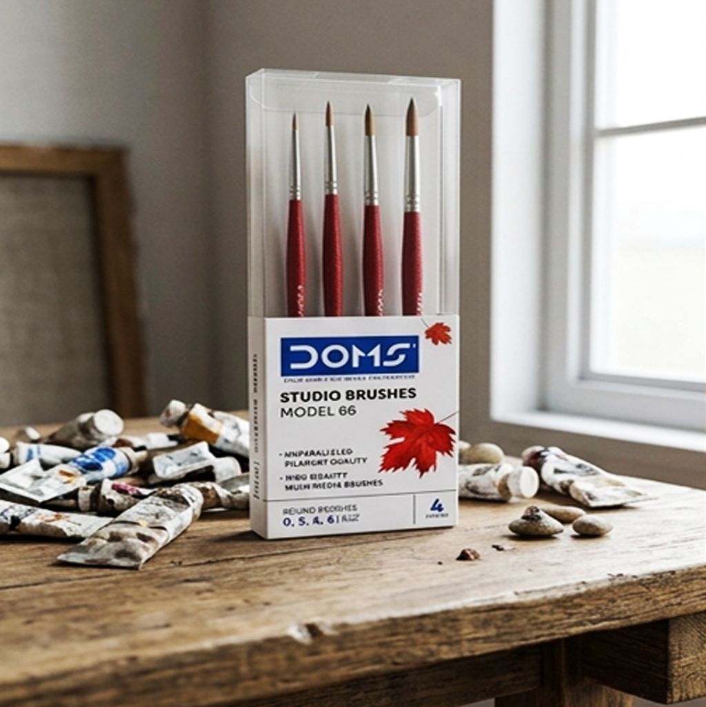 DOMS-80305 - Conjunto de Pincéis Redondos Studio, 4 Peças, Tamanhos 0, 2, 4, 6 (Cod: 8904411803057)