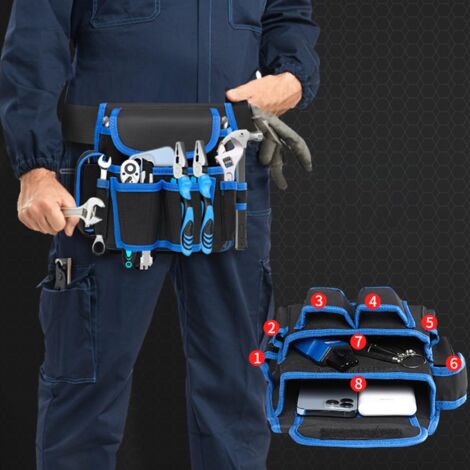 TINOR Professional Tool Bag, Adjustable Belt, Electrician Tool Belt Blue