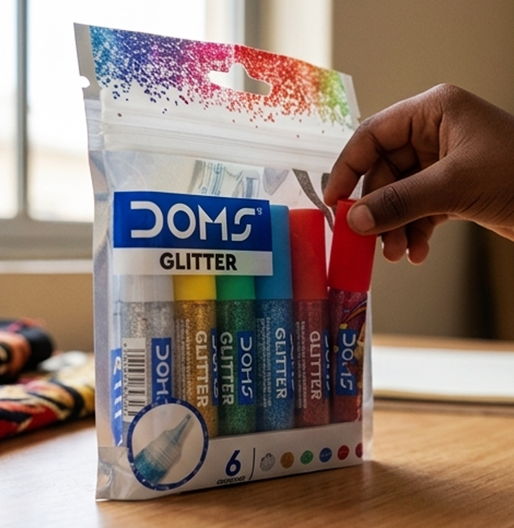 DOMS-3483- Conjunto de Cola com Purpurina Multiusos para Artistas – 6 Cores Vibrantes para Artesanato ()