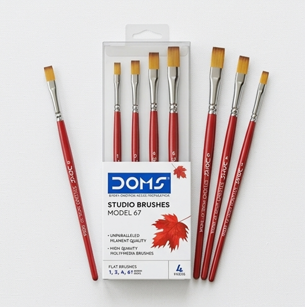 Doms-80307- Pincéis para Artista de Estúdio Modelo 67 - Conjunto de 4 peças para Acrílico (Cod: 8904411803071)