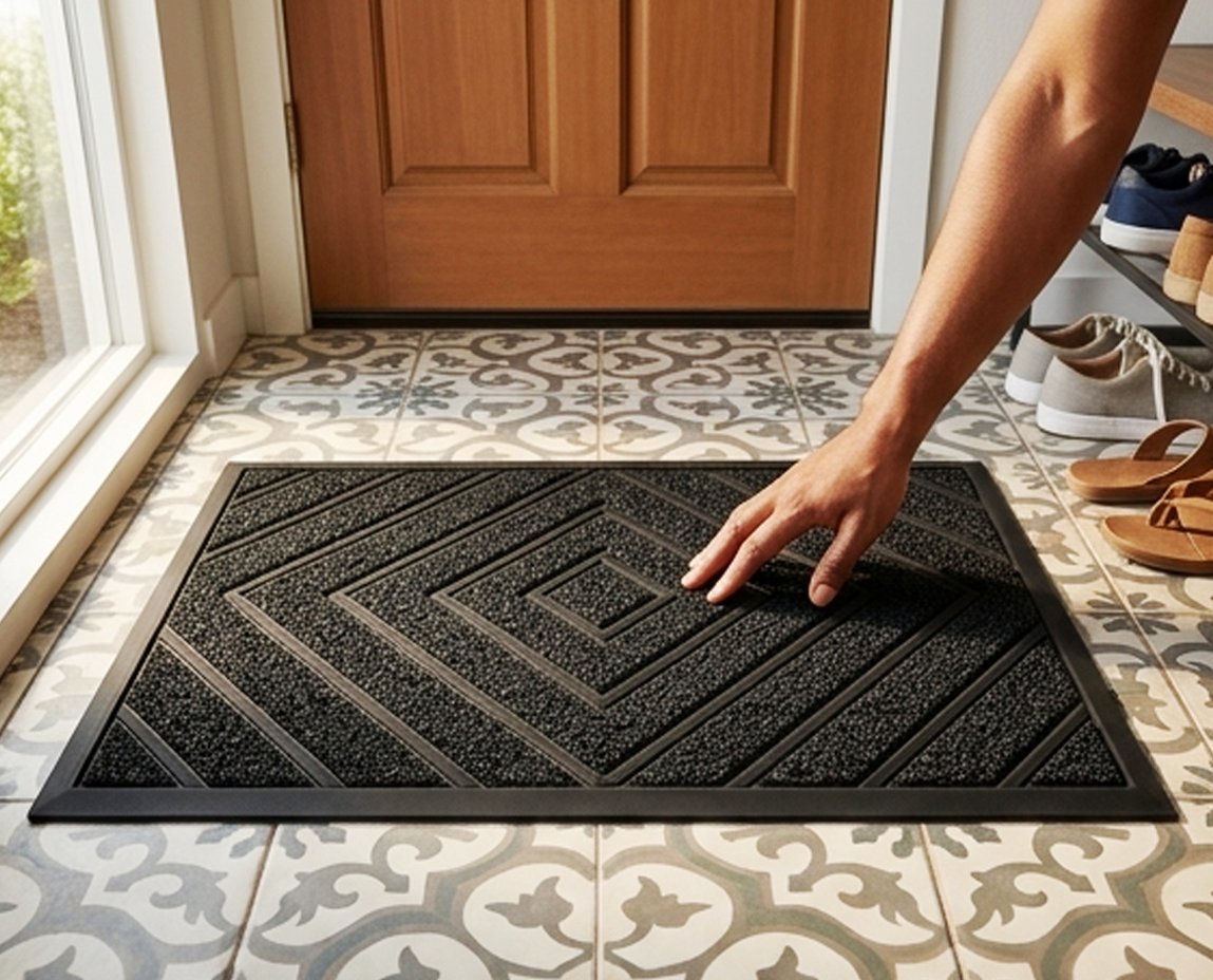 Capacho Antiderrapante Geométrico – Tapete de Porta de Interior e Exterior Reforçado-AYD308-23