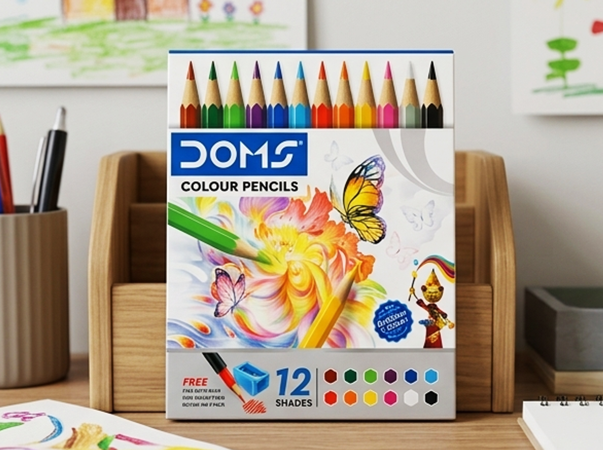 Doms-3443- Conjunto de 12 Lápis de Cor Vibrantes com Afia para Arte