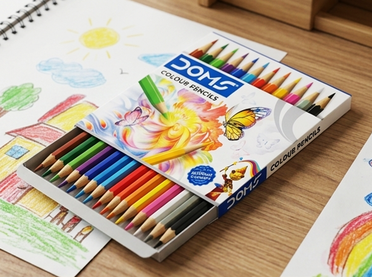 Doms-3443- Conjunto de 12 Lápis de Cor Vibrantes com Afia para Arte